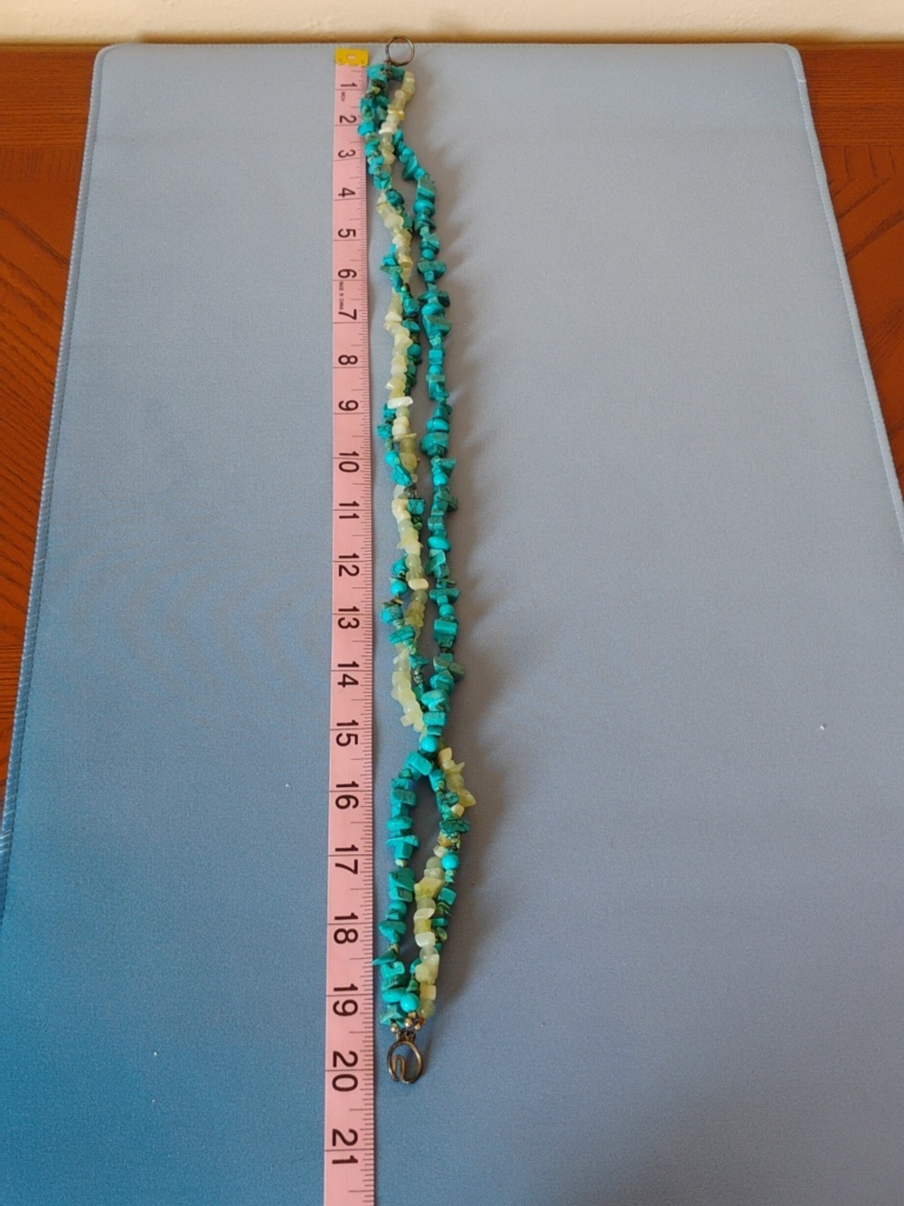 Multi Strand Turquoise Color Chip Necklace 20" Long with Hook Clasp - Picture 5 of 5